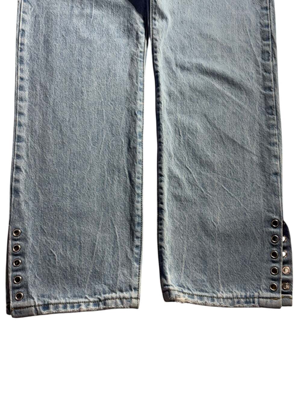Levi's 501 Original Fit Light Wash Jeans with Eyelet Hem Detail - Picture 7 of 11